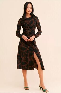 Anthropologie Moon River Printed Back Cut Out  Midi Dress /. Size L. Ret.  $108